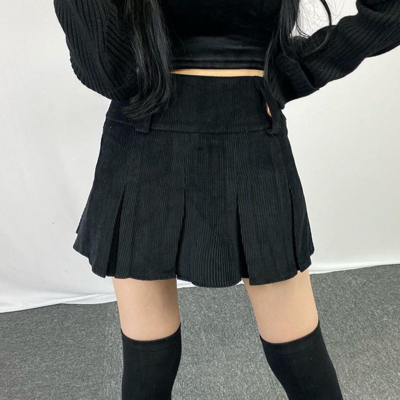 Skirts Women&#039;s Vintage Corduroy Brown Pleated 90s Aesthetic Preppy Style Girl Student High Waist Mini Skirt Cute Kawaii Clothes 8O