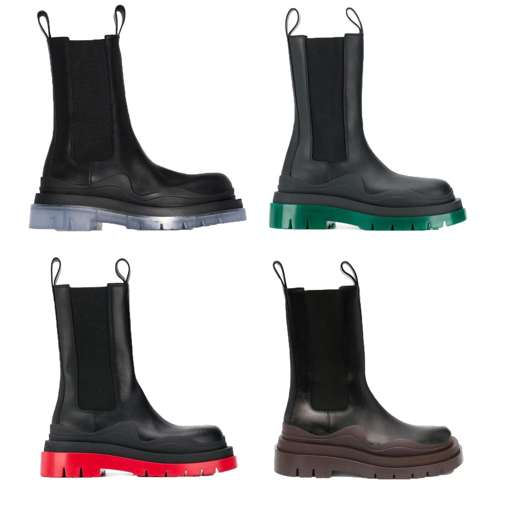 2021 AAA trend Black with Green Sole boot fashion luxury Tire Leather Chelsea booties Men platform chunky shoes lady Knight High-boots designer wome