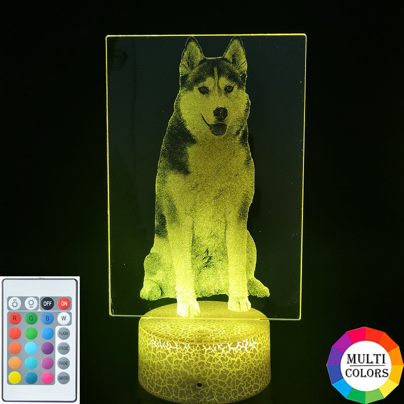 3D Desk Lamp Siberian Husky Brown Night Light LED Pet Dog Nightlight Color Changing Decoration Kids Gift Smart Phone Control