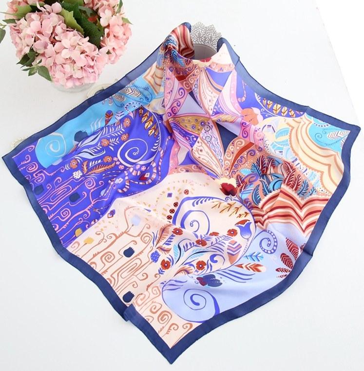 Scarves Women&#039;s 100% Pure Silk Printed Square Big Scarf Shawl Wrap Kerchief 33&quot;x33&quot; WJ003-1