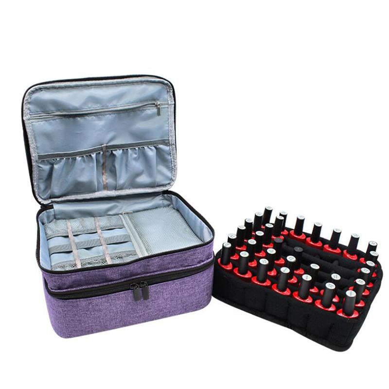 Grids Nail Polish Storage Bag 30-42-44-70 Cosmetic Essential Oil Perfume Double-Layer Portable Lipstick Organizer Box Handbag