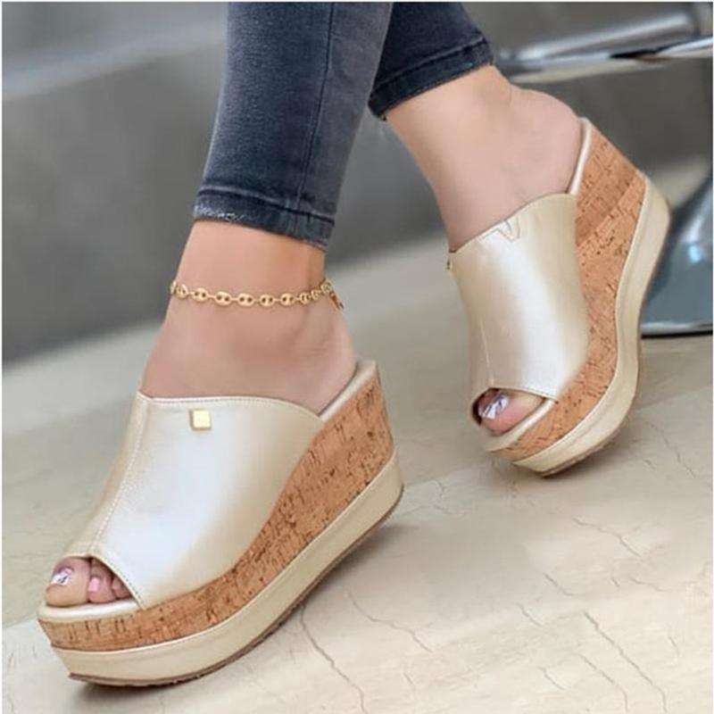 Slippers 2021 Spring And Summer Sandals High-heeled Daily Casual Open-toed Youth Fish Mouth Slope With Women&#039;s