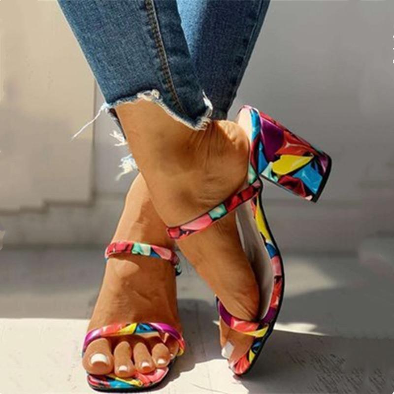 Slippers Women Fashion Thick Heel Candy Color Summer Shoes Slides Square High Ladies Outdoor Plus Size