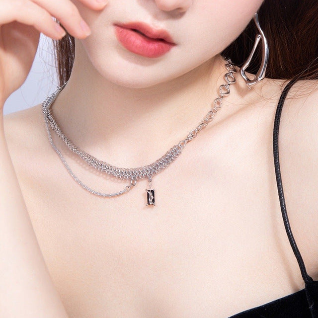 Multi-layer Tassel Necklace Women&#039;s KVK Clavicle Necklaces choker Hip Hop Fashion Splicing Boy&#039;s Neck Chain