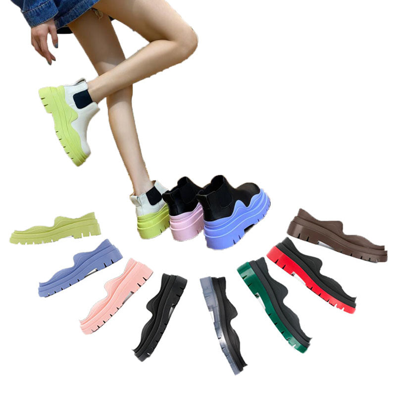 2021 AAA BOTV White with sea salt Blue Sole boot fashion luxury Tire Leather Chelsea booties Men platform chunky shoes lady Knight Low-top boots des