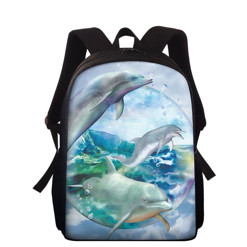 School Bags Cartoon Dolphin 3D Print Backpacks For Teenage Girls Animal Pattern Kids Book Bag Women Daily Bagpack Sac A Dos