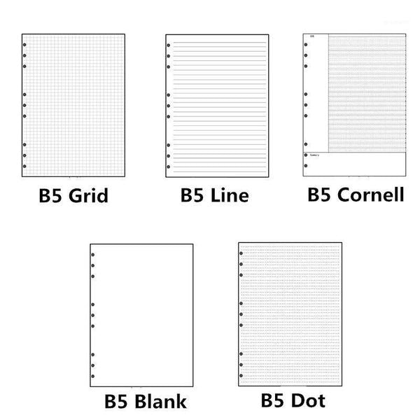 Notepads B5 9 Holes Loose-leaf Notebook Draft Paper Diary Sketchbook Journal Grid Line-Dot Planner Painting Inner Page Office Stationery1
