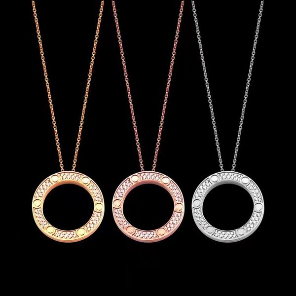 High Quality Brand Stainless Steel Lover Pendant Necklace Fashion Choker Full CZ Designer Necklaces For Screw Wedding Jewelry Gift With Free