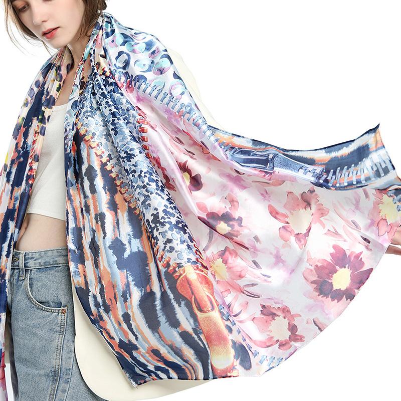 Scarves 2021 Women Autumn Keep Warm Cotton Linen Wrap Leopard Flower Print Scarf Lady Soft Elegant Shawls Female Echarpe 180x90cm