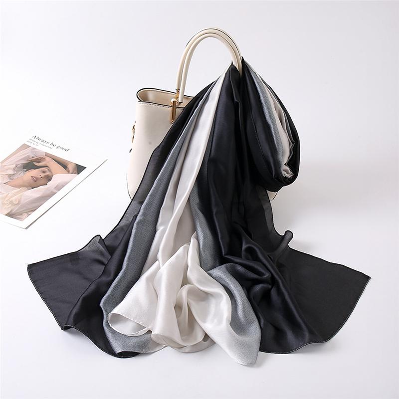 Scarves 2021 Summer Gradient Ombre Silk Scarf For Ladies Fashion Long Soft Women Shawls And Wraps Pashmina