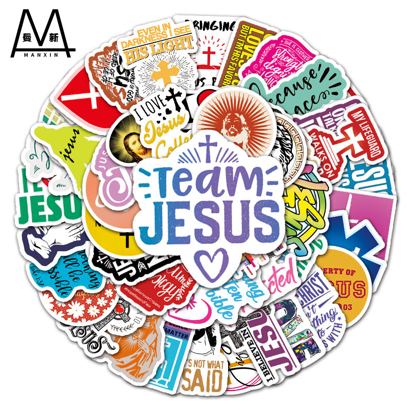 3 Sets = 150PCS Christian English Cartoon Graffiti Stickers Computer Scooter Refrigerator Guitar Stickers