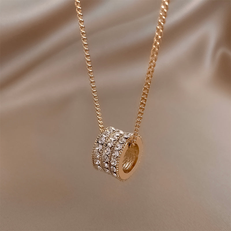 Xianlan661 Full Drill Pearl Necklace Female Ins Cold Wind Collarbone Chain Luxury Niche Hip-Hop Temperament Red Guard Garment Swea