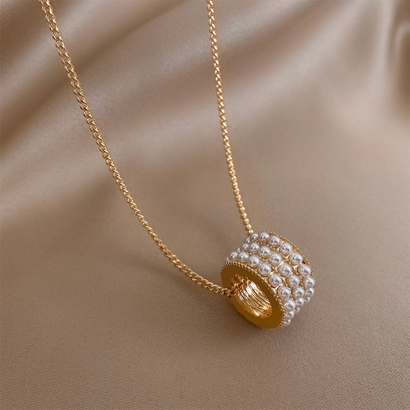 Xianlan660 Full Drill Pearl Necklace Female Ins Cold Wind Collarbone Chain Luxury Niche Hip-Hop Temperament Red Guard Garment Swea