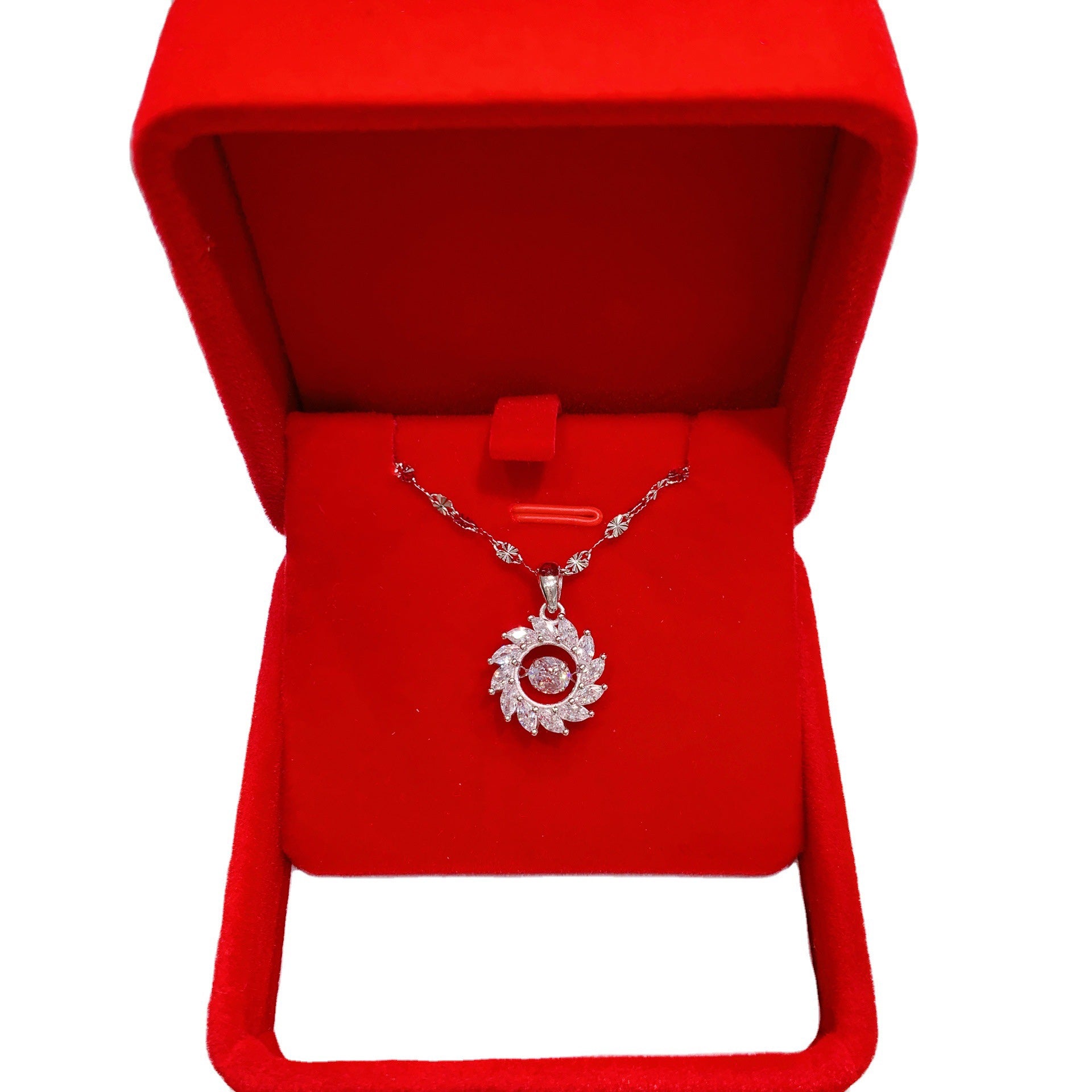 Xianlan153 S925 Pure Silver Necklaces Drill Beating Heart Full Dynamic Micro Han Edition The Sun Goddess Temperament Set Chain Bir