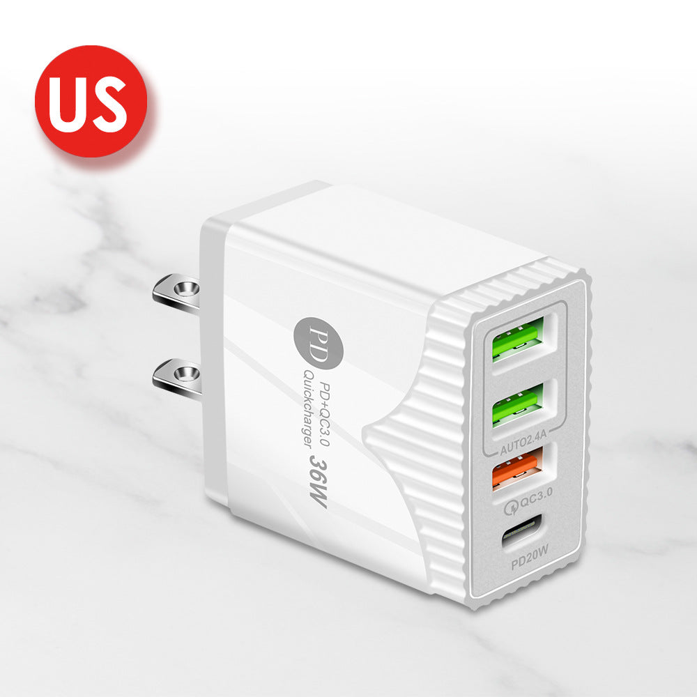 PD36W 4-port Desktop Chargers, Crave PowerHUB PRO Multi-Port Charger Hub with Fast IC Technology for MacBook Thunderbolt 3 port, laptops, iPhone, iP