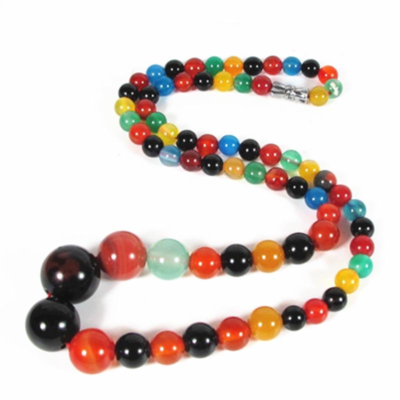 Pendant Necklaces Multicolor Natural Stone Agates Strand Necklace Beads Round Women Tower Chain Choker Charms Gifts Jewelry 18inch A66