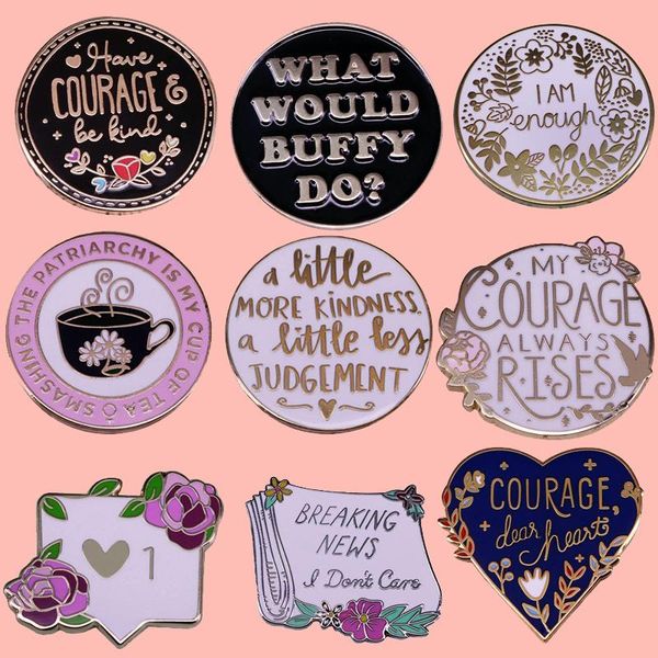 Pins, Brooches Life Quotes Enamel Brooch Pins Badge Lapel Alloy Metal Fashion Jewelry Accessories Gifts