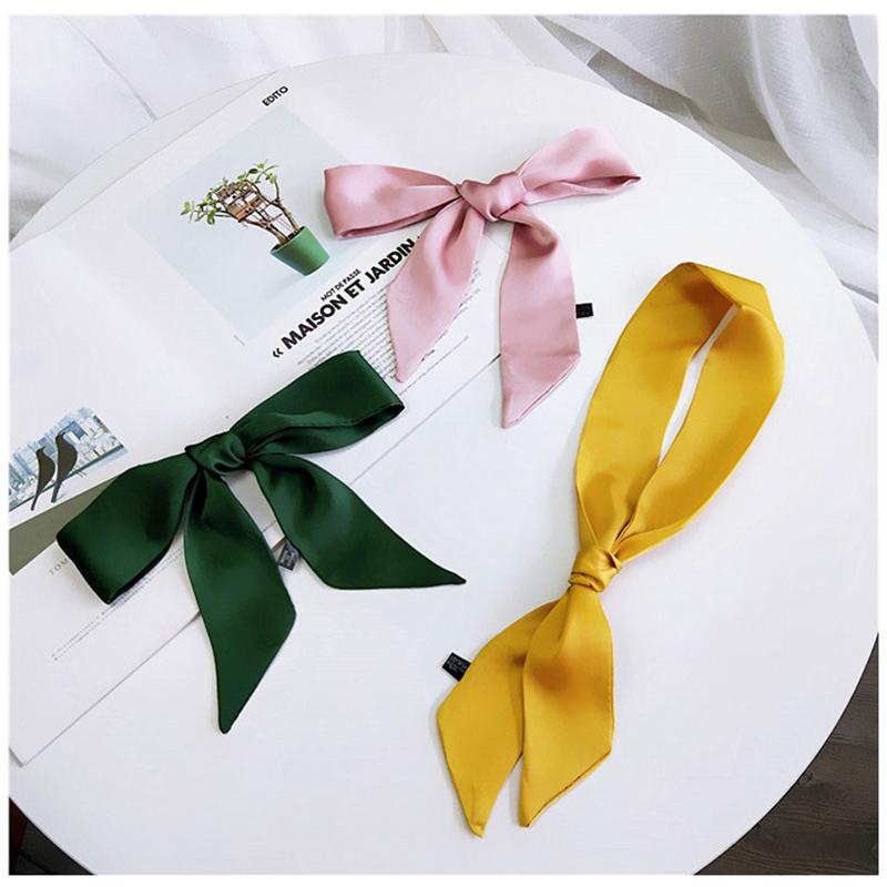 Scarves Beach Bag Ladies Summer Pure Color Small Silk Scarf Multifunctional Wrapped Handbag Handle Ribbon Wrist Neckerchief N2