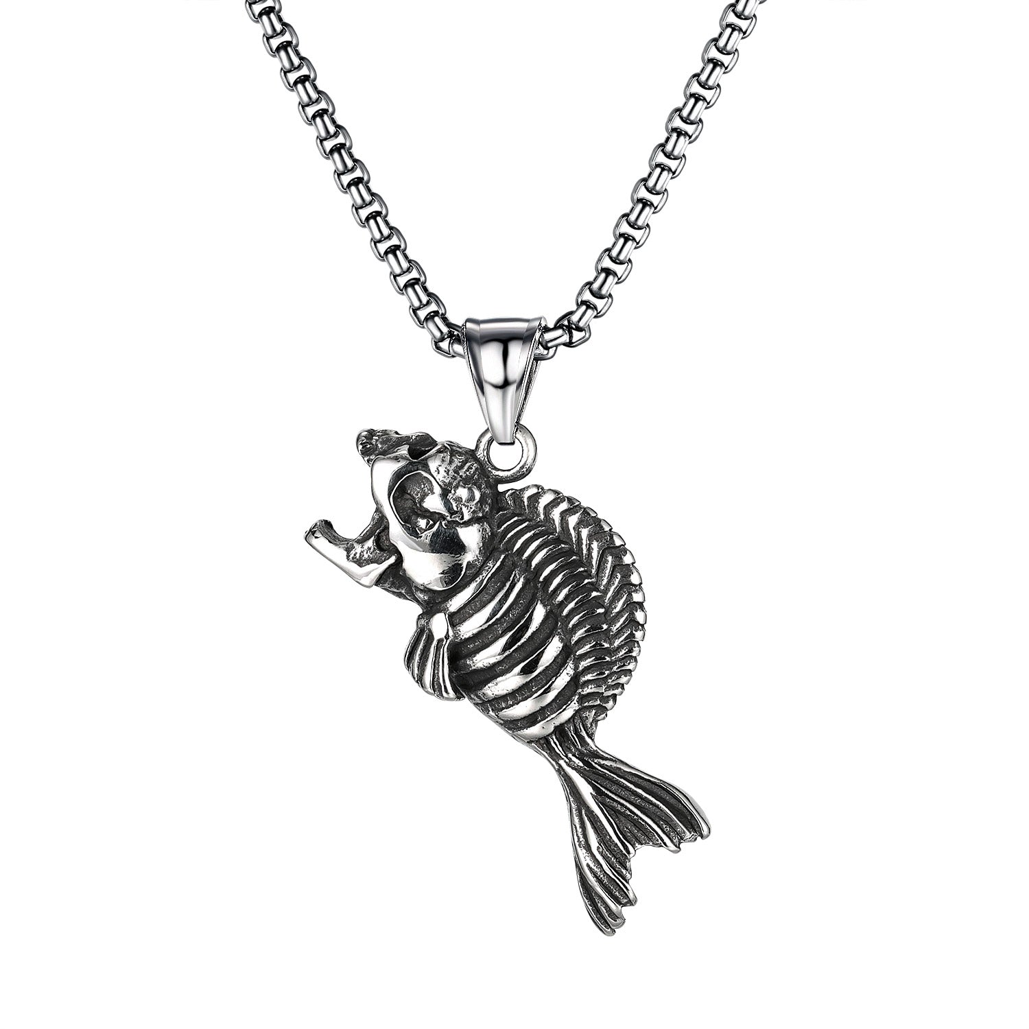 charm chain necklaces pendants for mens sliver classic vintage skull personalized retro punk style stainless steel choker tag jewelry to boys birthd