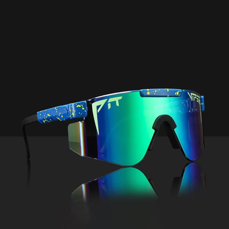 Sunglasses Pit Viper Original Oversized Semi Rimless Men UV400 Half Frame Sports FashionGoggle Big Mirror Shades With Free Box