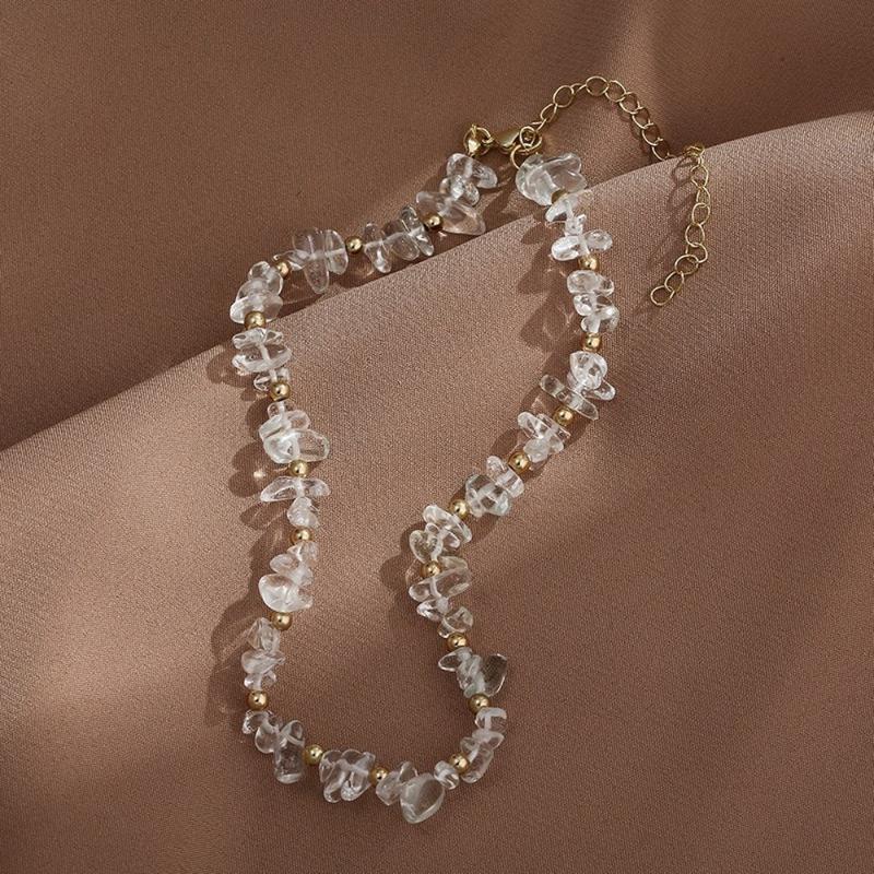 Chokers 2021 European And American Fashion Ladies Party Alloy Irregular Stone Beaded Necklace Design Trend Clavicle