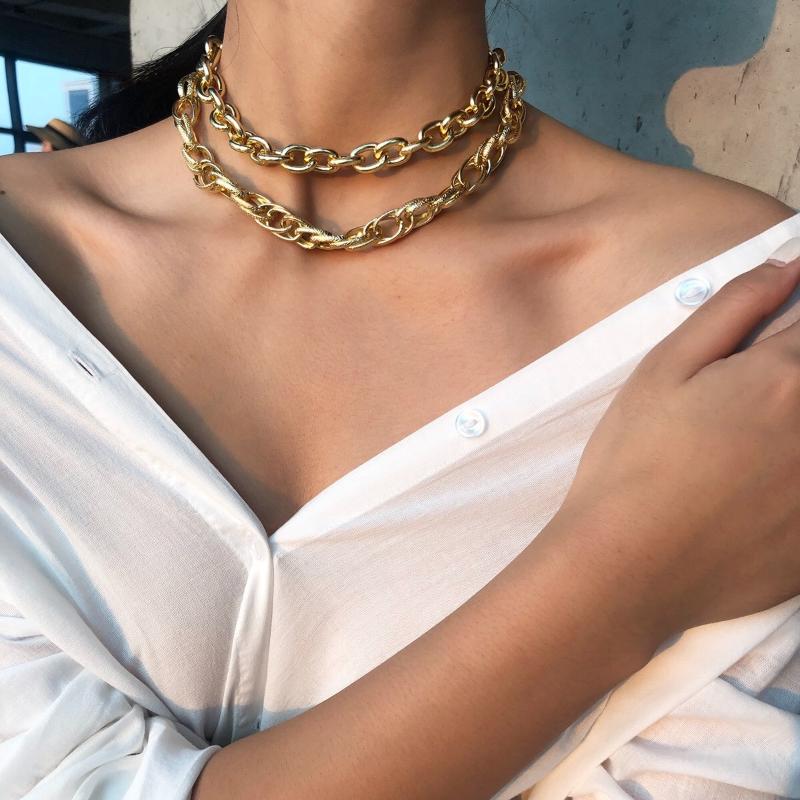Chokers Gold Color Chain Necklace For Women Punk Collar Statement Chunky Thick 2021 Hip Hop Fashion Party Jewelry
