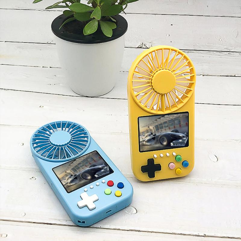 Portable Game Players Handheld Luminous Fans Electric Retro 400 In 1 Mini Screen Console Summer Cooling Fan W- Lanyard Kids Gaming Playe