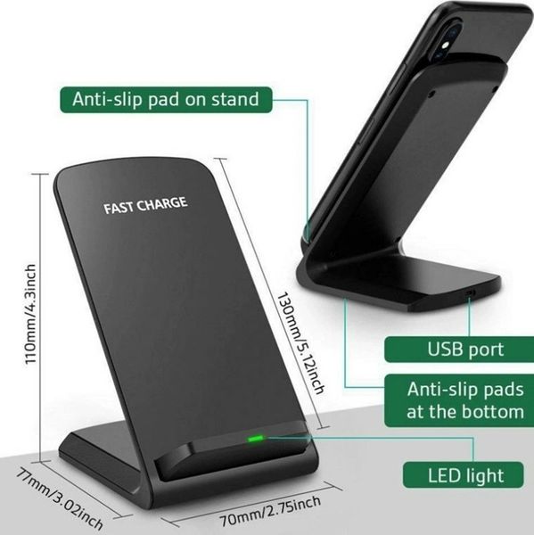 10W Wireless Charger QI Standard Holder Fast Charging Dock Station Phone Chargers For iPhone 12 SE2 X XS MAX XR 11 Pro 8 Samsung S21 S20 S10