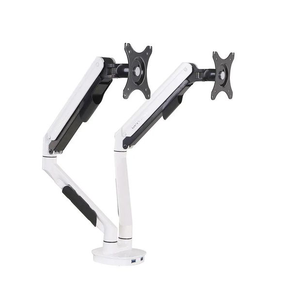 LOCTEK Single- Dual Monitor Bracket Arms Mount Desktop Stand 360 Degrees Rotating for 17- 32 inch Computer - White Single Arm