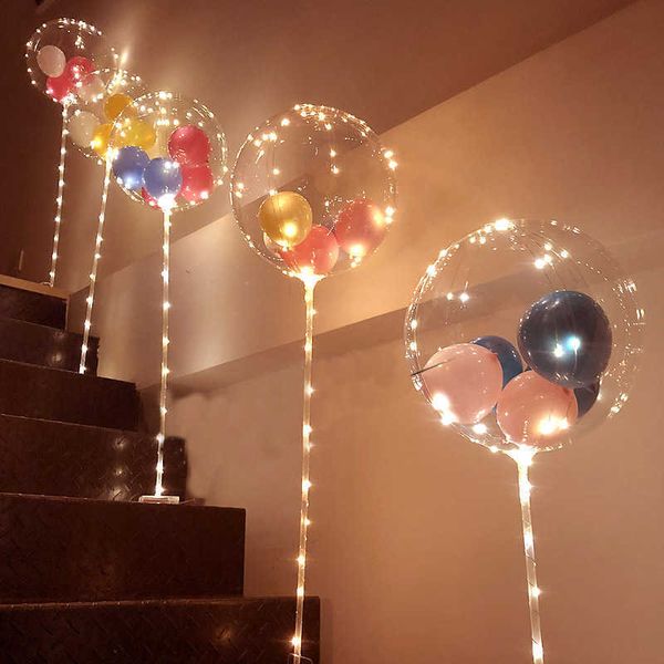 Glow Party Balloons Column Stand Arch Stand Home Party LED Confetti Balloons with Clips Wedding Decoration Balloon Holder Stick Y0622