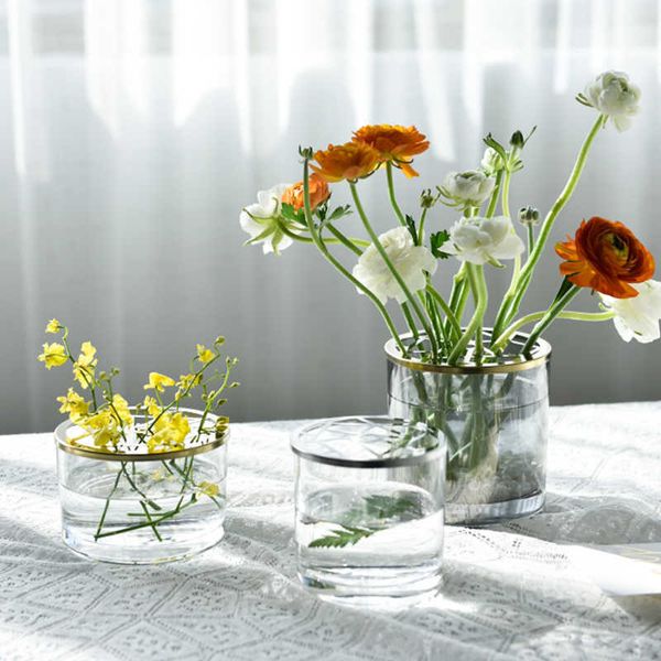 nordic decoration home Transparent Hydroponic Dried flowers vase glasses plant Vases decorator tumblers living room Terrarium 210623