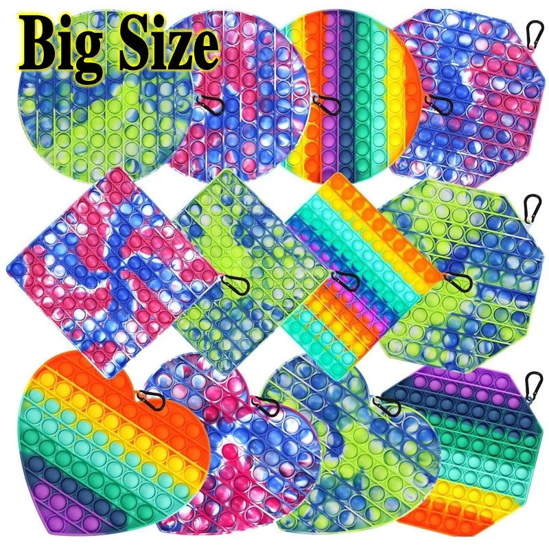 20CM Big Size Push Bubble Fidget Toys Autism Needs Squishy Stress Reliever Decompression Toy Party Favor Adult Kid Tie Dye Rainbow Funny Anti-stress