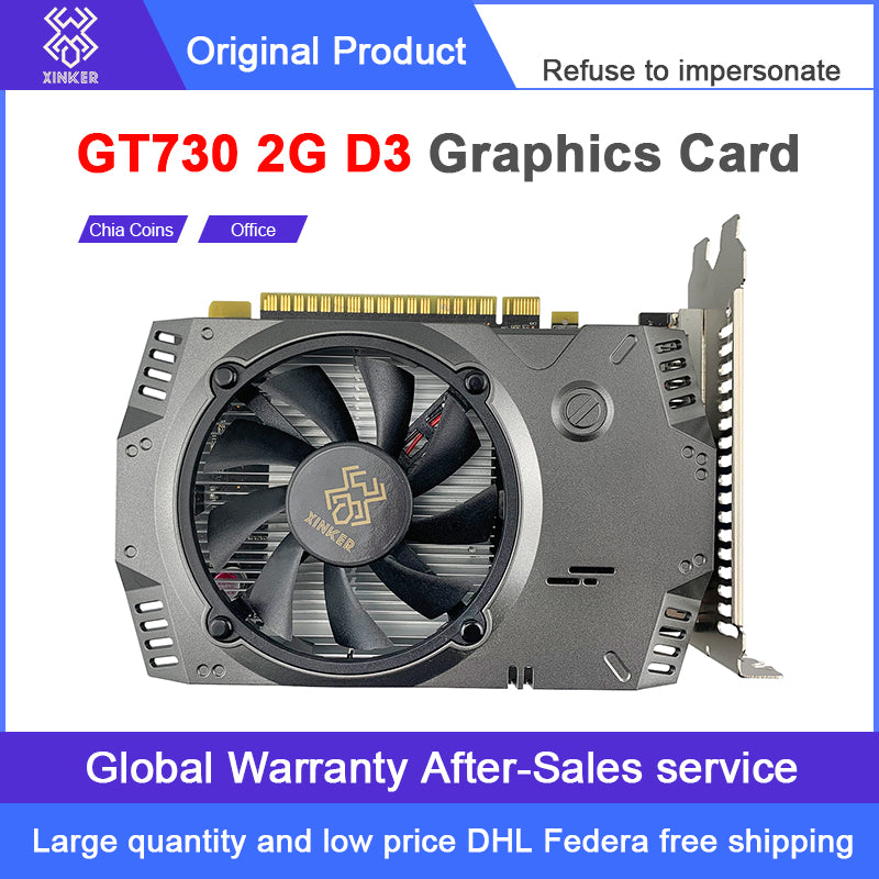 GT730 2G graphics card DDR5 HDMI+DVI+VGA full interface game desktop office gaming independent Chia Light up Global warranty, large quantity and low