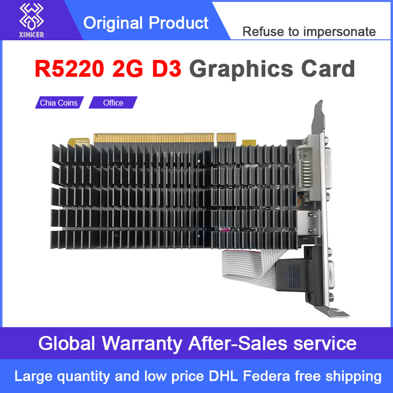 R5 220 2G Office Game Vedio Graphics card Desktop Quiet Chia Light up Computer knife Global warranty, genuine delivery, large quantity and low price