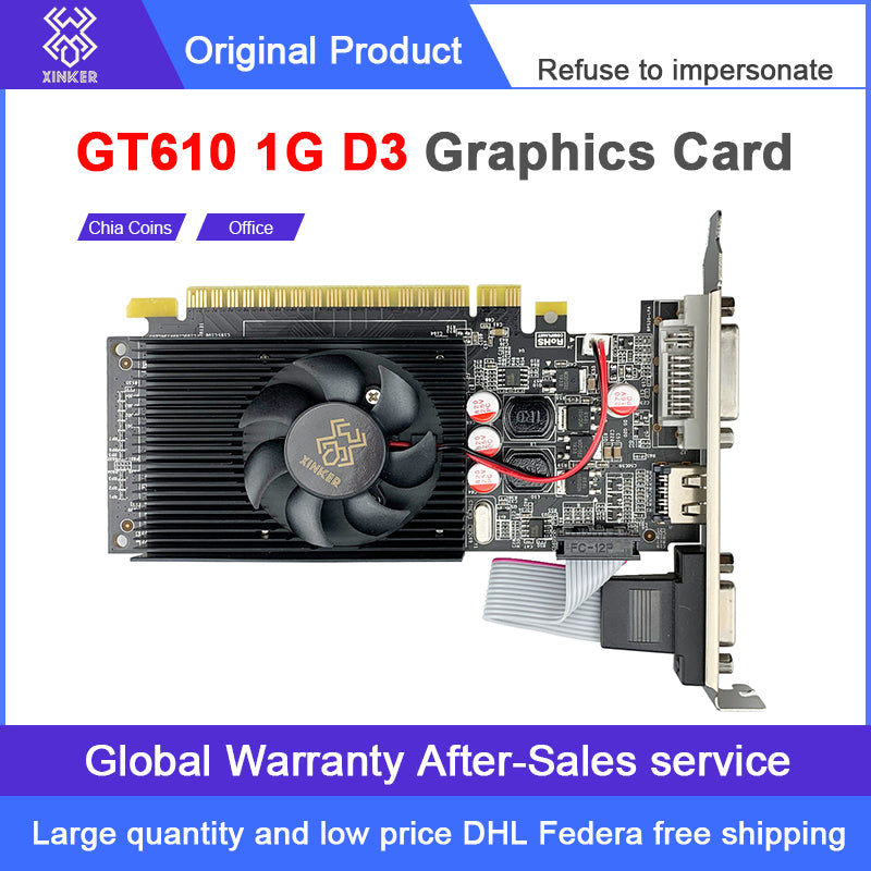 GT610 1G graphics card CRT+HDMI+DVI knife desktop independent mute full special effects game office computer display Global Warranty Large quantity