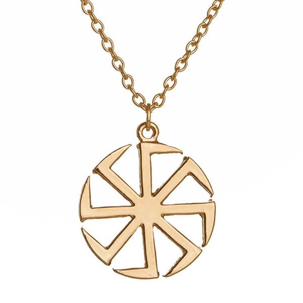 Pendant Necklaces Slavic Kolovrat Amulet Pagan Choker Sun Talisman Wax Cord Religious Pendants Necklace For Date Birthday Woman Man Girl Gif