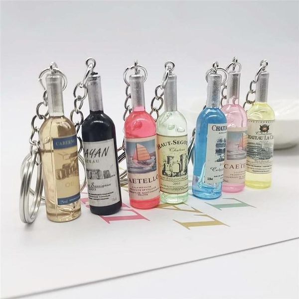 900pcs Cute Novelty Arcylic Mini Small Beer Party Gift Wine Bottle Keychain Assorted Color for Women Men Car Bag Keyring Pendant Accessions
