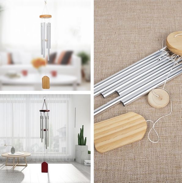 Home Pine metal small 6-Tube Pendants wind chime Nordic pastoral aluminum tube balcony decoration door decoration gift rising winds chimes o