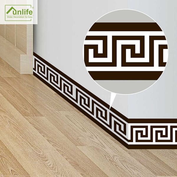 Funlife Greek Border Wallpaper,Wall Borders Wall Sticker Self Adhesive for Corridor Bathroom Home Decor,Waterproof DIY Decal 210705