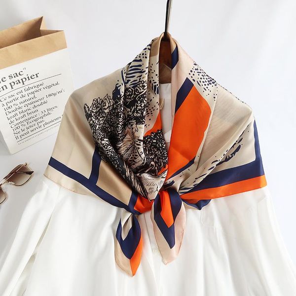 Scarves Silk Scarf Small Square Satin Ladies Imitation Printed Fashion Bandana All-match Shawl Lady Beach Head