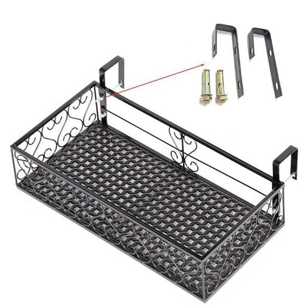 Hanging Rack Organizer Flower Pot Storage Basket Rack Closet Holders Balcony Rail Planter Shelf Fence Railing Flower Pots Holder 210712