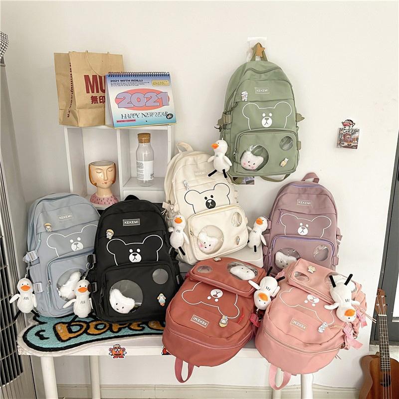 School Bags Adorable Cute Preppy Kawaii Backpack Candy Colors Bear Girl Backpacks Bagpack Shoulder