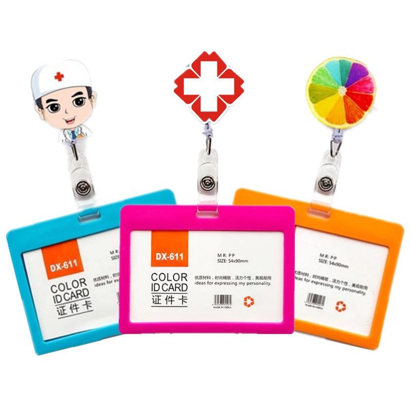 Card Holders Plastic Retractable Badge Holder Worker Staff Work With Reel ID Tag Pass Access Clip 10.6*7.7cm