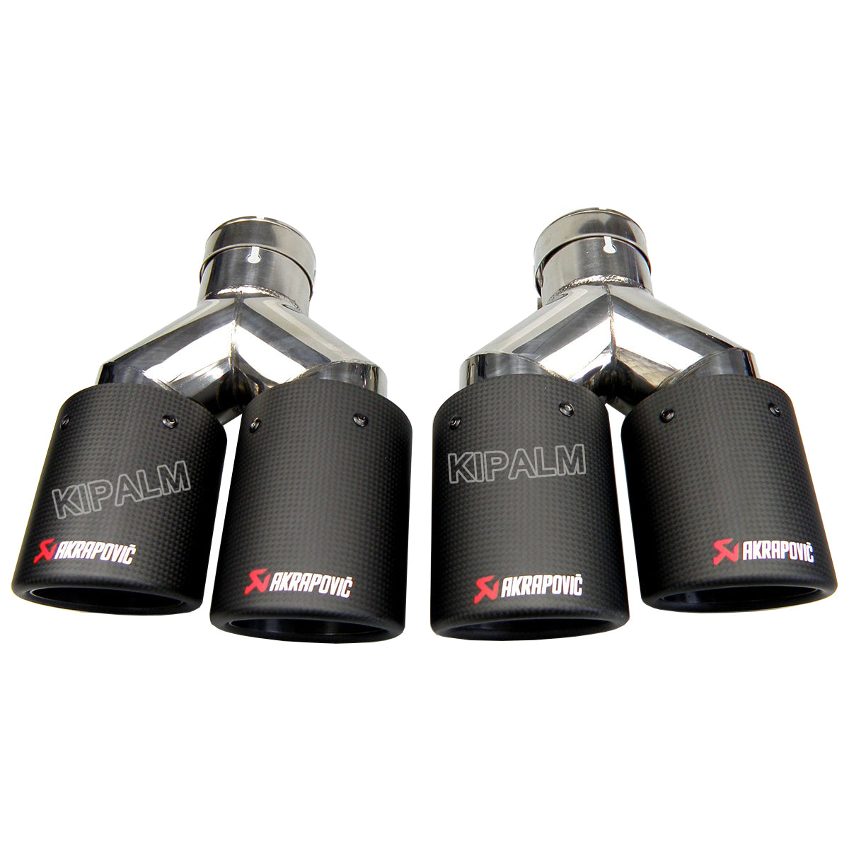 1 pair Carbon Fiber matte Akrapovic Y-pipe Exhaust Muffler pipe Dual End Double tips
