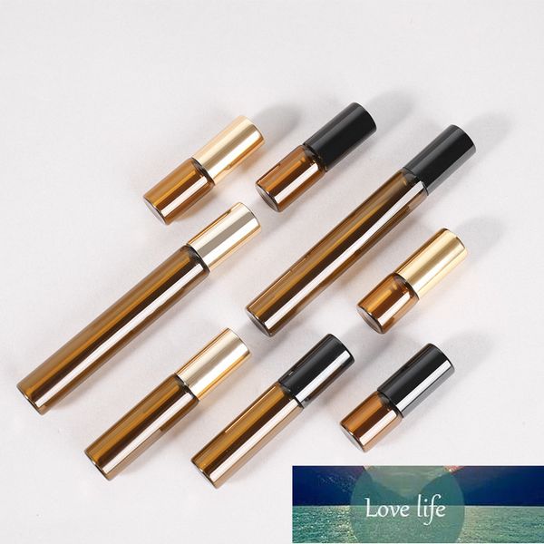 1ml 2ml 3ml 5ml 10ml Amber Roll glass On Roller Bottle with Stainless Steel Refillable Essential Oils Perfume Bottles Containers