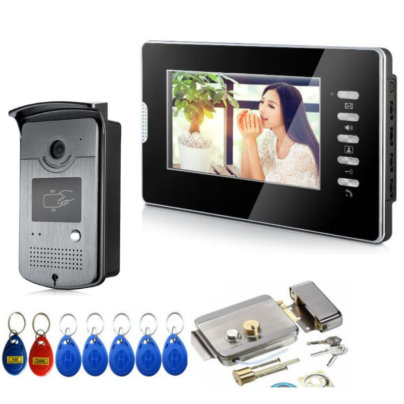 Video Door Phones Phone Doorbell Intercom System Wired 1000TVL 7&#039;&#039; Monitor Support Talking Unlock For Home Office Security Rainproof