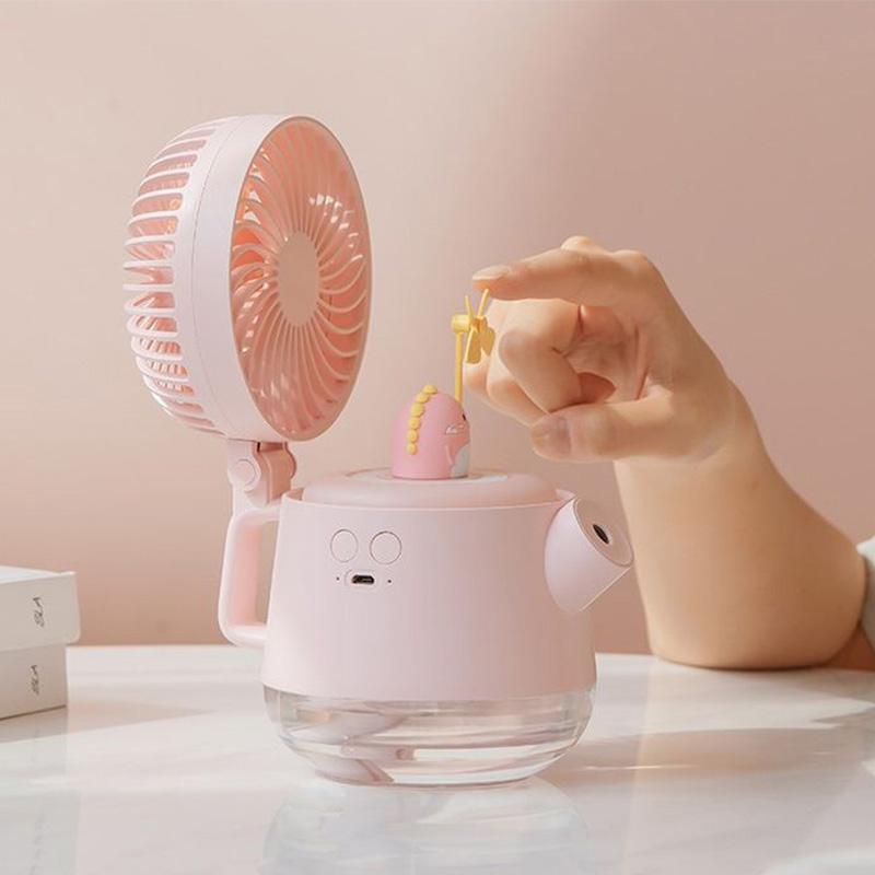 Humidifiers Cute Pet Water Mist Fan Warm Night Light Electric Kettle Style Air Humidifier 300ML Aroma Diffuser Maker Summer Cooling