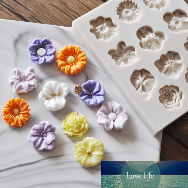1PCS 3D Mould Tools Sunflower Rose Flowers Shape Silicone Mold Cake Border DIY Decoration Chocolate Craft Polymer Clay Crafts Factory price