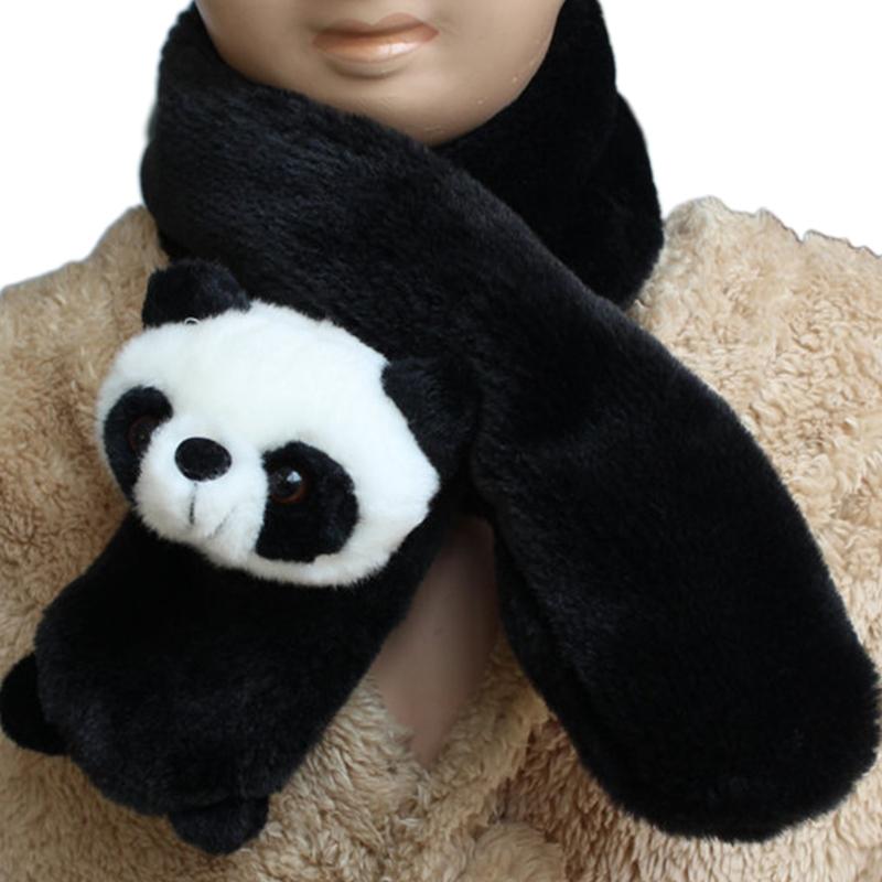 Scarves 85cm Winter Fluffy Plush Warm Cross Collar Scarf Cute Black White Cartoon Panda 3D Stuffed Toy Shawl Wrap Windproof Thermal Neck