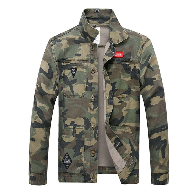 QNPQYX Men Camouflage Denim Jacket Slim Fit Camo Jean Jackets For Man Trucker Jackets Outerwear Coat Size S-4XL Turn Down 210818